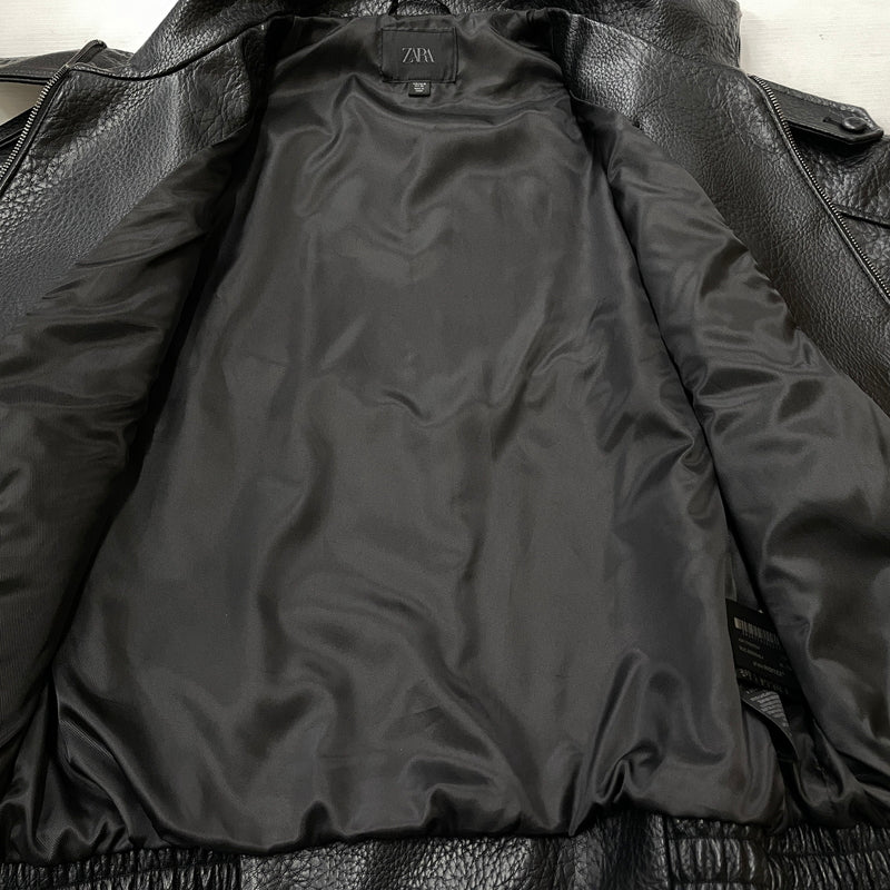 【中古品】【メンズ】 ZARA ザラ ECO LEATHER JACKET エコ レザー ジャケット アウター 147-261021-sa-03-teih サイズ：M カラー：ブラック 万代Net店