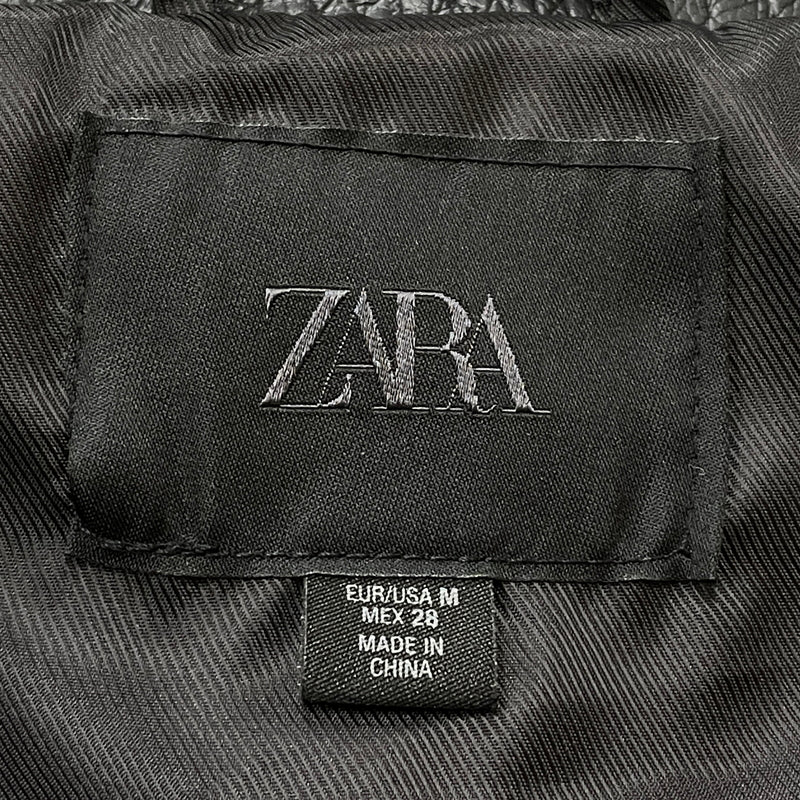 【中古品】【メンズ】 ZARA ザラ ECO LEATHER JACKET エコ レザー ジャケット アウター 147-261021-sa-03-teih サイズ：M カラー：ブラック 万代Net店