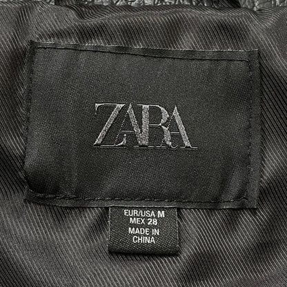 【中古品】【メンズ】 ZARA ザラ ECO LEATHER JACKET エコ レザー ジャケット アウター 147-261021-sa-03-teih サイズ：M カラー：ブラック 万代Net店