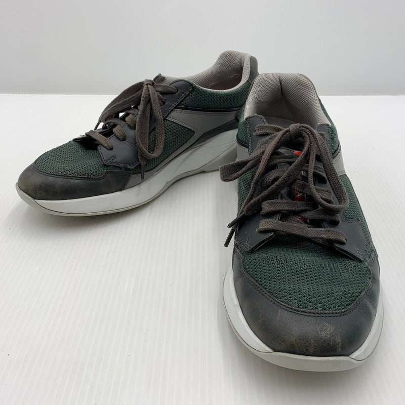 【中古品】【メンズ】 PRADA プラダ LEATHER SNEAKERS 4E2816 レザー スニーカー 靴 プラダスポーツ シューズ 162-261023-ko-03-teih サイズ：7 カラー：グリーン系 万代Net店