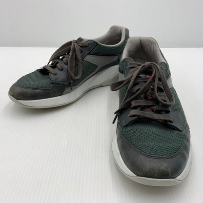 【中古品】【メンズ】 PRADA プラダ LEATHER SNEAKERS 4E2816 レザー スニーカー 靴 プラダスポーツ シューズ 162-261023-ko-03-teih サイズ：7 カラー：グリーン系 万代Net店
