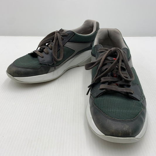 【中古品】【メンズ】 PRADA プラダ LEATHER SNEAKERS 4E2816 レザー スニーカー 靴 プラダスポーツ シューズ 162-261023-ko-03-teih サイズ：7 カラー：グリーン系 万代Net店