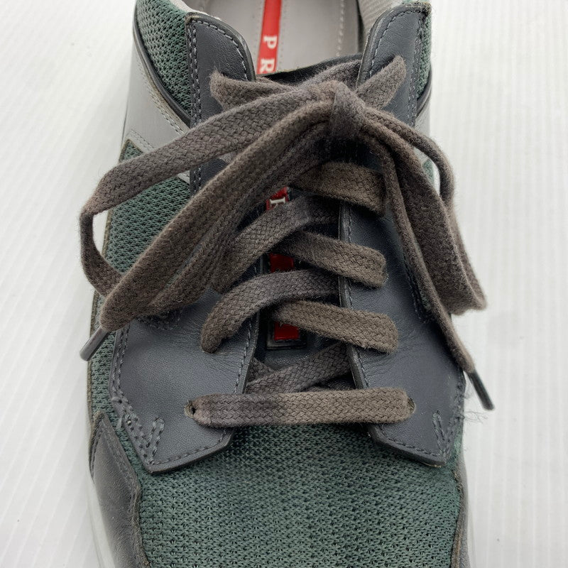 【中古品】【メンズ】 PRADA プラダ LEATHER SNEAKERS 4E2816 レザー スニーカー 靴 プラダスポーツ シューズ 162-261023-ko-03-teih サイズ：7 カラー：グリーン系 万代Net店