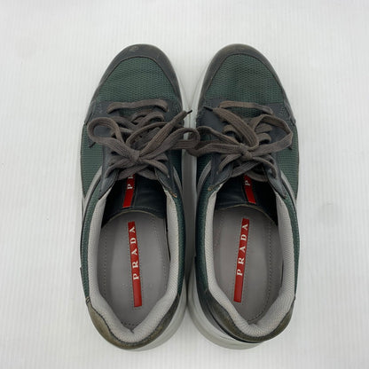 【中古品】【メンズ】 PRADA プラダ LEATHER SNEAKERS 4E2816 レザー スニーカー 靴 プラダスポーツ シューズ 162-261023-ko-03-teih サイズ：7 カラー：グリーン系 万代Net店
