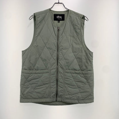 【中古品】【メンズ】 Stussy ステューシー DIAMOND QUILTED VEST ダイヤモンド キルティングベスト アウター ダウンベスト 142-261028-ss-01-teih サイズ：L カラー：ライトグリーン 万代Net店