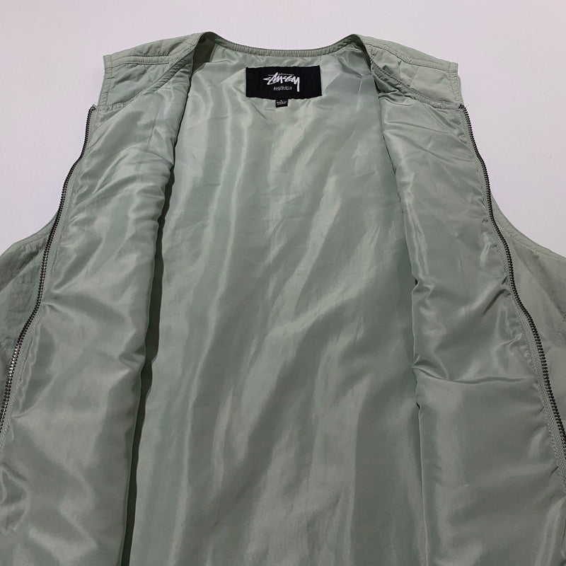 【中古品】【メンズ】 Stussy ステューシー DIAMOND QUILTED VEST ダイヤモンド キルティングベスト アウター ダウンベスト 142-261028-ss-01-teih サイズ：L カラー：ライトグリーン 万代Net店