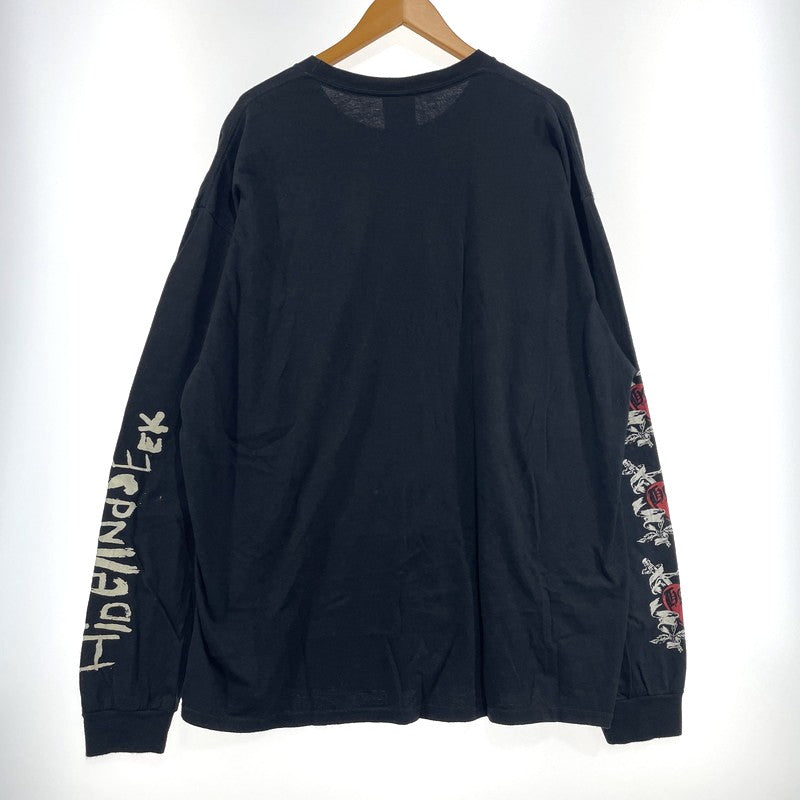 【中古品】【メンズ】 HIDE&SEEK ハイドアンドシーク LONG SLEEVE PRINT TEE ロングスリーブ プリント Tシャツ 長袖 トップス 145-261020-yo-02-teih サイズ：XXL カラー：ブラック 万代Net店