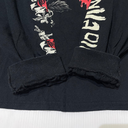 【中古品】【メンズ】 HIDE&SEEK ハイドアンドシーク LONG SLEEVE PRINT TEE ロングスリーブ プリント Tシャツ 長袖 トップス 145-261020-yo-02-teih サイズ：XXL カラー：ブラック 万代Net店