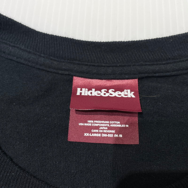 【中古品】【メンズ】 HIDE&SEEK ハイドアンドシーク LONG SLEEVE PRINT TEE ロングスリーブ プリント Tシャツ 長袖 トップス 145-261020-yo-02-teih サイズ：XXL カラー：ブラック 万代Net店