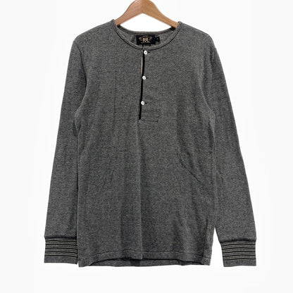 【中古品】【メンズ】 RRL ダブルアールエル HENLEY NECK COTTON KNIT L/S TEE 3775279 ヘンリーネック コットン ニット ロングスリーブ Tシャツ 長袖 トップス 145-261020-yo-04-teih サイズ：S カラー：グレー 万代Net店