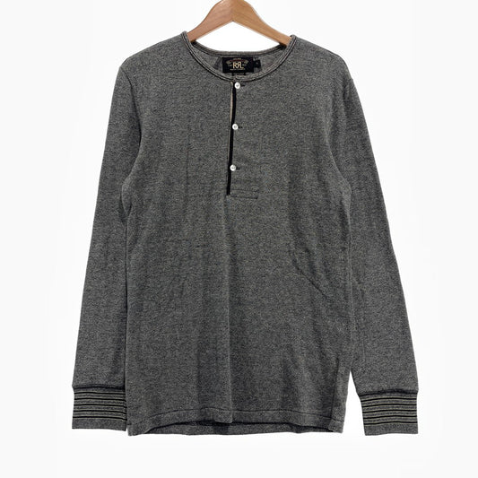 【中古品】【メンズ】 RRL ダブルアールエル HENLEY NECK COTTON KNIT L/S TEE 3775279 ヘンリーネック コットン ニット ロングスリーブ Tシャツ 長袖 トップス 145-261020-yo-04-teih サイズ：S カラー：グレー 万代Net店