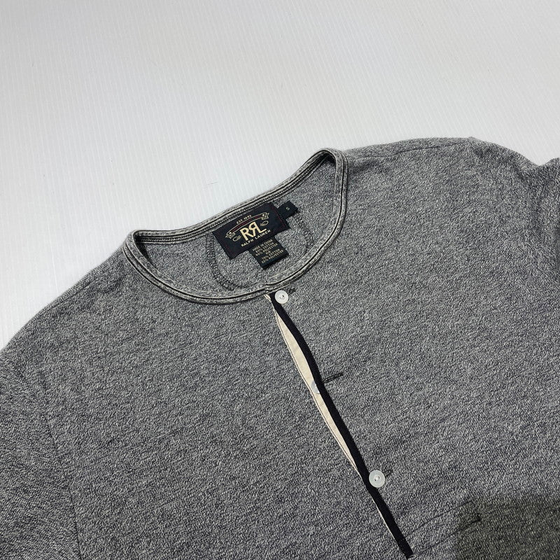 【中古品】【メンズ】 RRL ダブルアールエル HENLEY NECK COTTON KNIT L/S TEE 3775279 ヘンリーネック コットン ニット ロングスリーブ Tシャツ 長袖 トップス 145-261020-yo-04-teih サイズ：S カラー：グレー 万代Net店