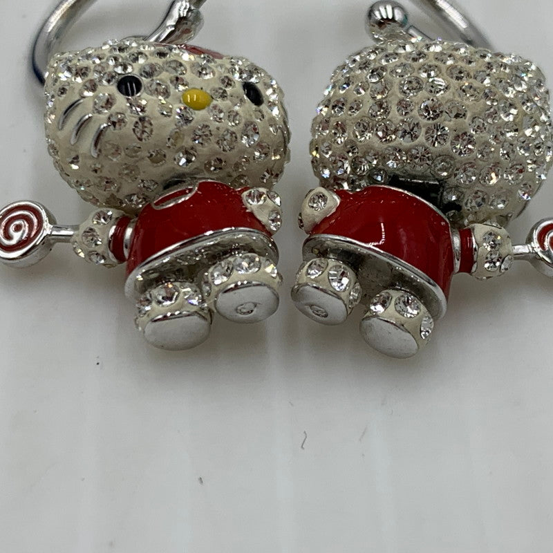 【中古品】【レディース】 SWAROVSKI スワロフスキー × HELLO KITTY ハローキティ 別注 コラボ LOLLIPOP EARRINGS ロリポップ イヤリング ピアス アクセサリー ラインストーン 192-261023-ko-09-teih カラー：ホワイト/レッド 万代Net店