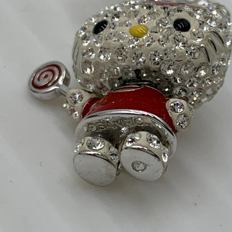 【中古品】【レディース】 SWAROVSKI スワロフスキー × HELLO KITTY ハローキティ 別注 コラボ LOLLIPOP EARRINGS ロリポップ イヤリング ピアス アクセサリー ラインストーン 192-261023-ko-09-teih カラー：ホワイト/レッド 万代Net店