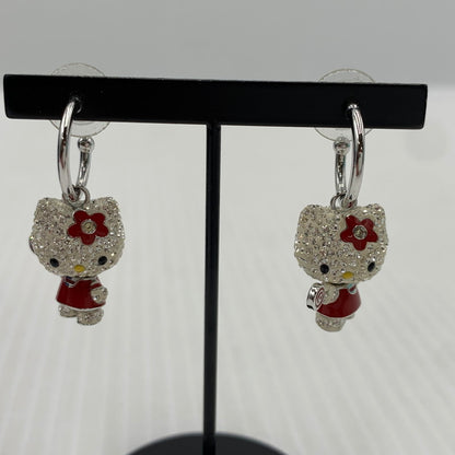 【中古品】【レディース】 SWAROVSKI スワロフスキー × HELLO KITTY ハローキティ 別注 コラボ LOLLIPOP EARRINGS ロリポップ イヤリング ピアス アクセサリー ラインストーン 192-261023-ko-09-teih カラー：ホワイト/レッド 万代Net店