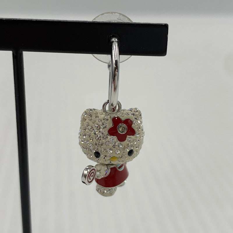 【中古品】【レディース】 SWAROVSKI スワロフスキー × HELLO KITTY ハローキティ 別注 コラボ LOLLIPOP EARRINGS ロリポップ イヤリング ピアス アクセサリー ラインストーン 192-261023-ko-09-teih カラー：ホワイト/レッド 万代Net店