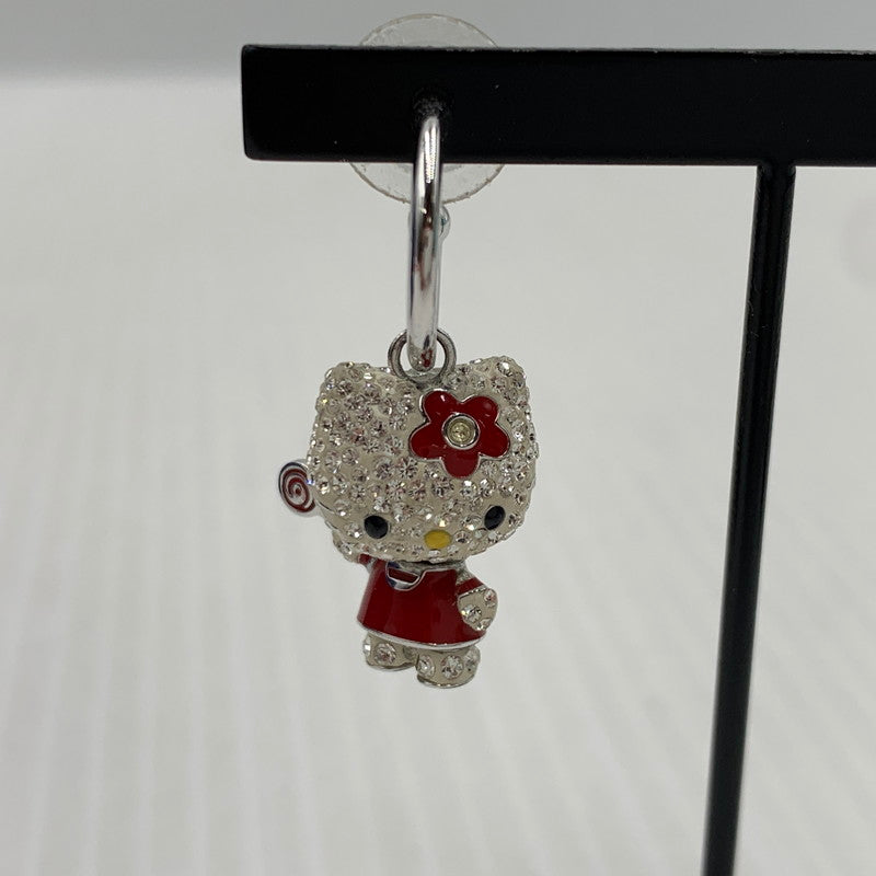 【中古品】【レディース】 SWAROVSKI スワロフスキー × HELLO KITTY ハローキティ 別注 コラボ LOLLIPOP EARRINGS ロリポップ イヤリング ピアス アクセサリー ラインストーン 192-261023-ko-09-teih カラー：ホワイト/レッド 万代Net店