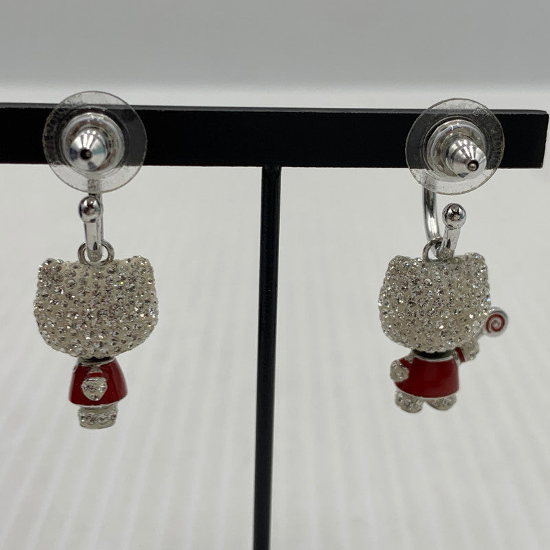【中古品】【レディース】 SWAROVSKI スワロフスキー × HELLO KITTY ハローキティ 別注 コラボ LOLLIPOP EARRINGS ロリポップ イヤリング ピアス アクセサリー ラインストーン 192-261023-ko-09-teih カラー：ホワイト/レッド 万代Net店