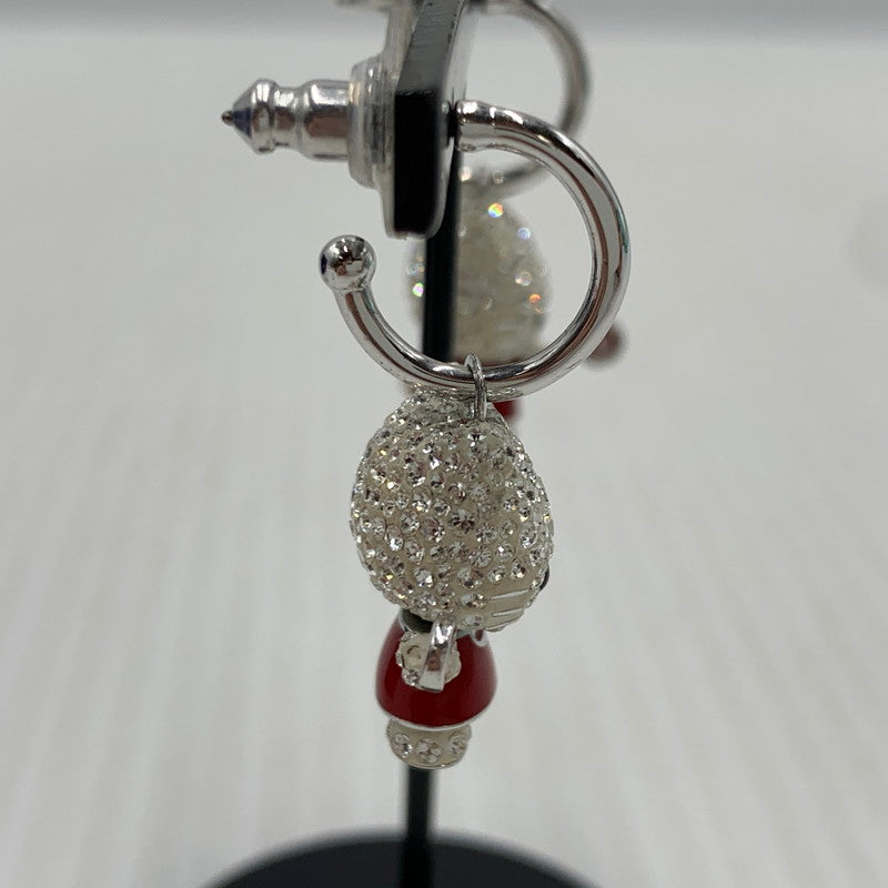 【中古品】【レディース】 SWAROVSKI スワロフスキー × HELLO KITTY ハローキティ 別注 コラボ LOLLIPOP EARRINGS ロリポップ イヤリング ピアス アクセサリー ラインストーン 192-261023-ko-09-teih カラー：ホワイト/レッド 万代Net店