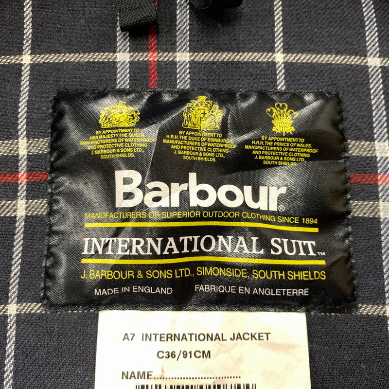 【中古品】【メンズ】 Barbour バブアー A7 INTERNATIONAL OILED JACKET インターナショナル オイルド ジャケット アウター 141-261028-ss-08-teih サイズ：C36/※腰ベルト欠損 カラー：ブラック系 万代Net店