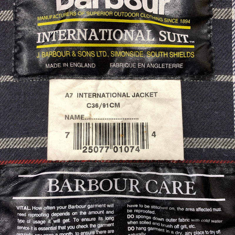 【中古品】【メンズ】 Barbour バブアー A7 INTERNATIONAL OILED JACKET インターナショナル オイルド ジャケット アウター 141-261028-ss-08-teih サイズ：C36/※腰ベルト欠損 カラー：ブラック系 万代Net店