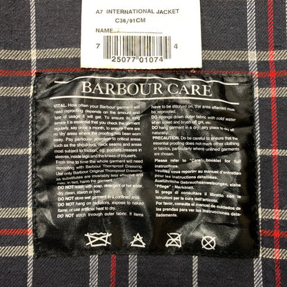 【中古品】【メンズ】 Barbour バブアー A7 INTERNATIONAL OILED JACKET インターナショナル オイルド ジャケット アウター 141-261028-ss-08-teih サイズ：C36/※腰ベルト欠損 カラー：ブラック系 万代Net店
