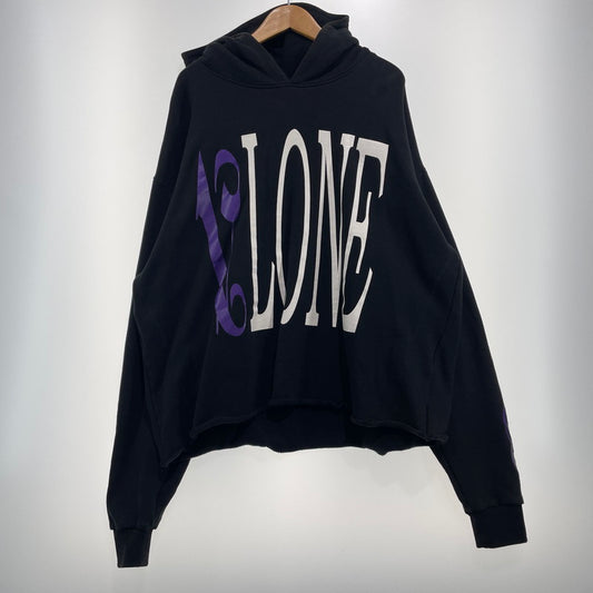 【中古品】【メンズ】 VLONE ヴィーローン × PALM ANGELS パーム・エンジェルス 別注コラボ LOGO HOODIE ロゴ フーディ 長袖 トップス プルーオーバーパーカー 141-261020-yo-08-teih サイズ：XL カラー：ブラック 万代Net店