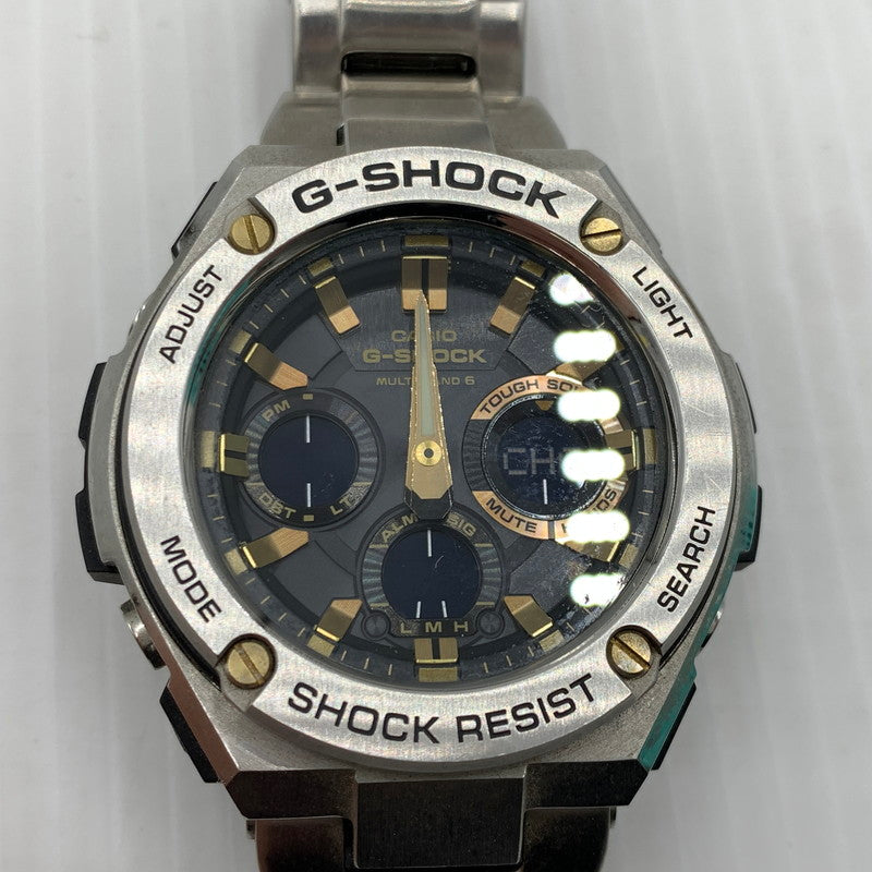 【中古品】【メンズ】 G-SHOCK ジーショック G-STEEL GST-W100 SERIES GST-W110D-1A9JF Gスティール タフソーラー 電波腕時計 ウォッチ 196-261024-ko-05-teih カラー：シルバー/ブラック/ゴールド 万代Net店