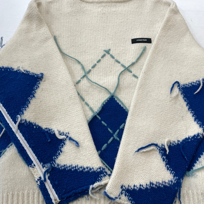 【現状渡し品】【メンズ】 SHU.HOMME FEMM シュウ オム フェム 19AW INTERSTATE ARGYLE 2019年秋冬 イールトウ アーガイル アウター 140-261024-sa-19-teih サイズ：不明 カラー：アイボリー 万代Net店