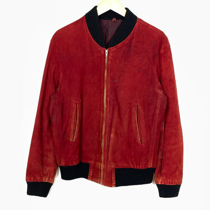 【現状渡し品】【メンズ】 UNKNOW SUEDE BOMBER JACKET スエード ボンバー ジャケット アウター 145-261024-sa-15-teih サイズ：不明 カラー：ボルドー 万代Net店