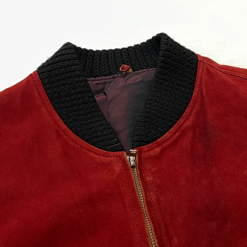 【現状渡し品】【メンズ】 UNKNOW SUEDE BOMBER JACKET スエード ボンバー ジャケット アウター 145-261024-sa-15-teih サイズ：不明 カラー：ボルドー 万代Net店