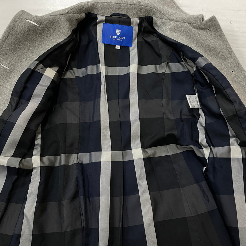 【中古品】【レディース】 BLUE LABEL CRESTBRIDGE ブルーレーベル クレストブリッジ LINING CHECK WOOL COAT 55B42-411-07 裏地 チェック柄 ウール コート アウター 168-261024-sa-09-teih サイズ：38 カラー：グレー 万代Net店