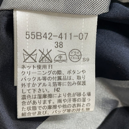 【中古品】【レディース】 BLUE LABEL CRESTBRIDGE ブルーレーベル クレストブリッジ LINING CHECK WOOL COAT 55B42-411-07 裏地 チェック柄 ウール コート アウター 168-261024-sa-09-teih サイズ：38 カラー：グレー 万代Net店