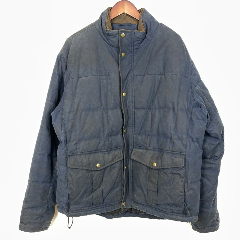 【現状渡し品】【メンズ】 L.L.BEAN エルエルビーン 90's-00's OILED QUILTED DOWN JACKET 90～2000年 オイルド キルティング ダウン ジャケット アウター 144-261024-sa-16-teih サイズ：L カラー：ネイビー 万代Net店