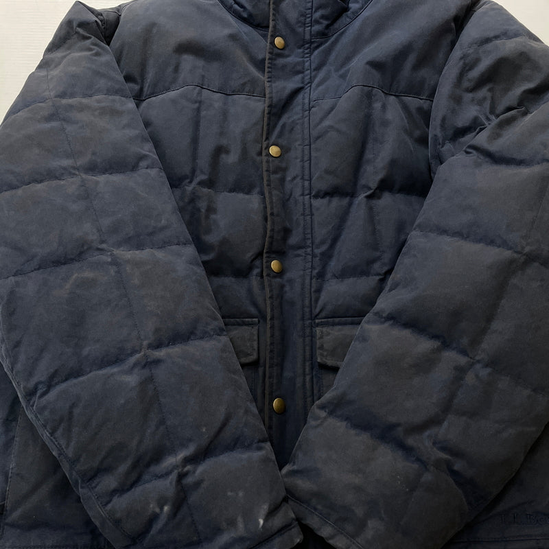 【現状渡し品】【メンズ】 L.L.BEAN エルエルビーン 90's-00's OILED QUILTED DOWN JACKET 90～2000年 オイルド キルティング ダウン ジャケット アウター 144-261024-sa-16-teih サイズ：L カラー：ネイビー 万代Net店
