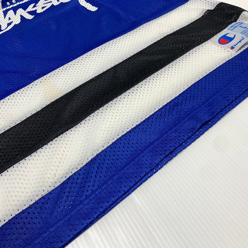 【中古品】【メンズ】 STUSSY ステューシー × CHAMPION チャンピオン 別注 コラボ HOCKEY MESH SHIRT C8-F407 ホッケー メッシュ シャツ 半袖 トップス 142-261025-ko-04-teih サイズ：L カラー：ブルー 万代Net店