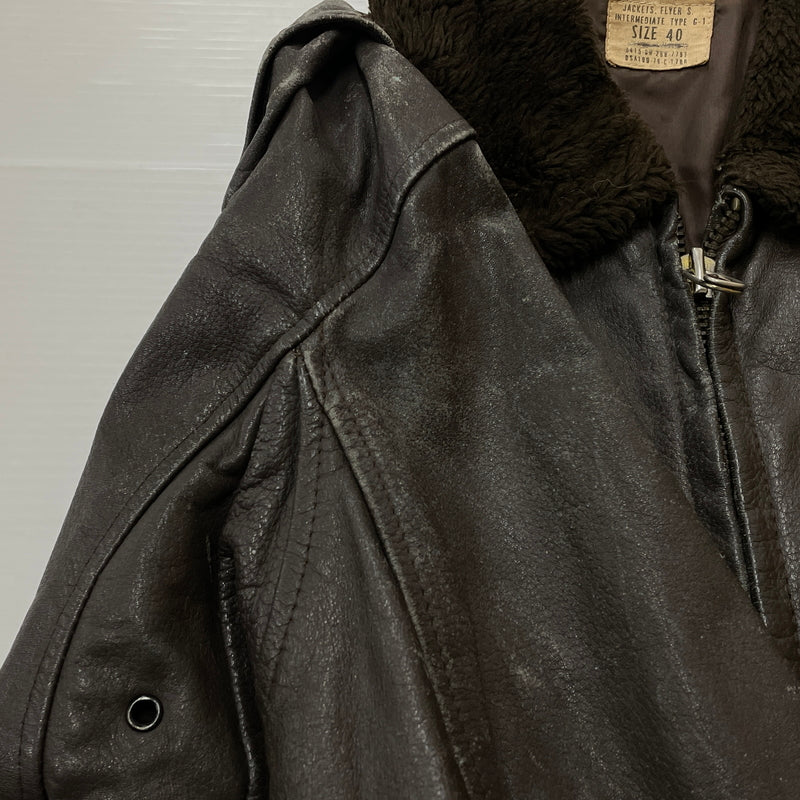 【現状渡し品】【メンズ】 U.S.NAVY アメリカ海軍 70's VINTAGE G-1 FLIGHT JACKET 8415-00-268-7797 70年代 ヴィンテージ ジーワン ジャケット アウター 145-261024-sa-06-teih サイズ：40 カラー：ブラウン 万代Net店