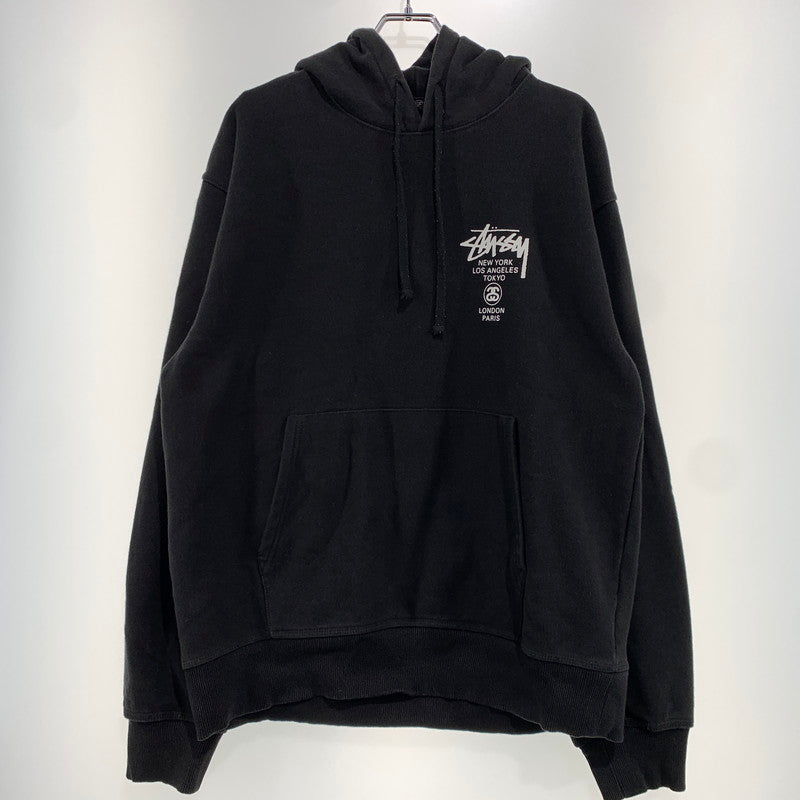 【現状渡し品】【メンズ】 STUSSY ステューシー WORLD TOUR HOODIE 3923713 ワールド ツアー フーディ トップス プルオーバーパーカー 142-261025-ko-10-teih サイズ：L カラー：ブラック 万代Net店