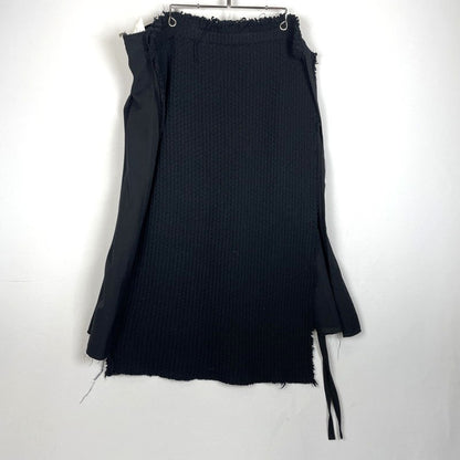 【中古品】【メンズ】 COMME des GARCONS コムデギャルソン LOW GAUGE KNIT PLEATS WRAP SKIRT AD2002 GG-S043 ローゲージニット 切替 プリーツラップ スカート ボトムス 151-261027-yo-13-teih サイズ：M カラー：ブラック 万代Net店
