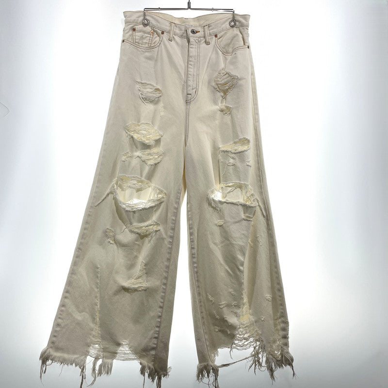 【中古品】【メンズ】 DOUBLET ダブレット 23SS DESTROYED DENIM PANTS 23SS05PT213 デストロイ デニムパンツ ボトムス ジーンズ 151-261027-yo-16-teih サイズ：M カラー：ホワイト 万代Net店
