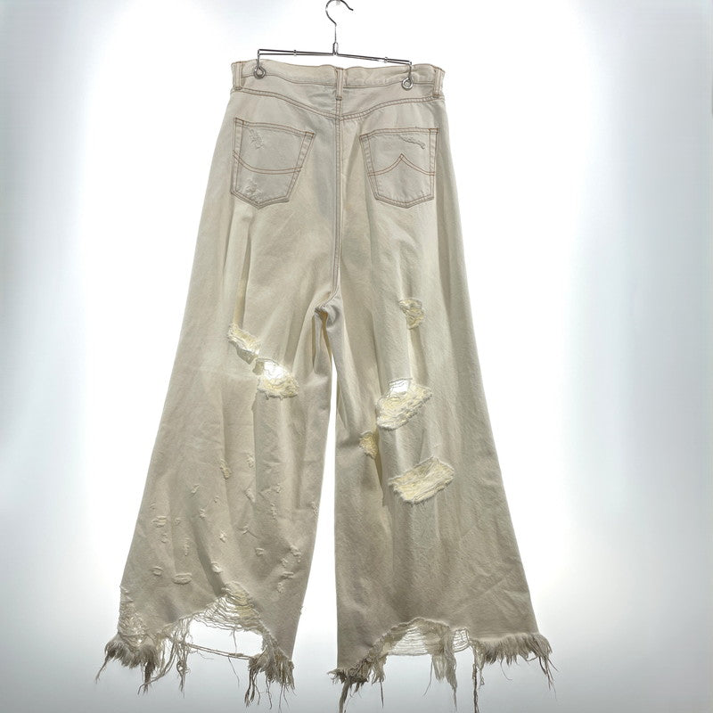 【中古品】【メンズ】 DOUBLET ダブレット 23SS DESTROYED DENIM PANTS 23SS05PT213 デストロイ デニムパンツ ボトムス ジーンズ 151-261027-yo-16-teih サイズ：M カラー：ホワイト 万代Net店