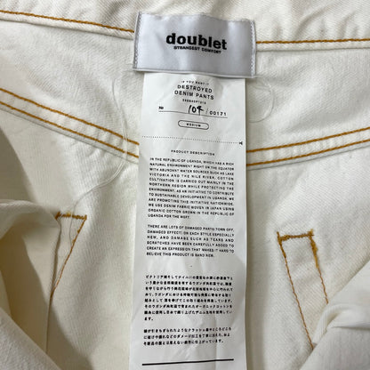 【中古品】【メンズ】 DOUBLET ダブレット 23SS DESTROYED DENIM PANTS 23SS05PT213 デストロイ デニムパンツ ボトムス ジーンズ 151-261027-yo-16-teih サイズ：M カラー：ホワイト 万代Net店
