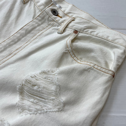 【中古品】【メンズ】 DOUBLET ダブレット 23SS DESTROYED DENIM PANTS 23SS05PT213 デストロイ デニムパンツ ボトムス ジーンズ 151-261027-yo-16-teih サイズ：M カラー：ホワイト 万代Net店
