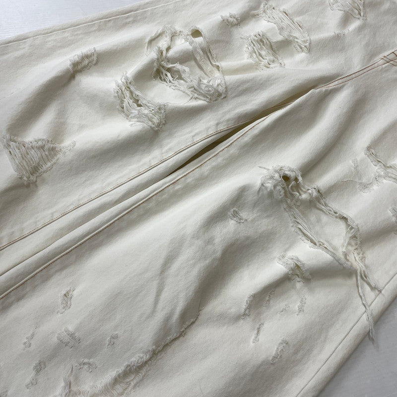 【中古品】【メンズ】 DOUBLET ダブレット 23SS DESTROYED DENIM PANTS 23SS05PT213 デストロイ デニムパンツ ボトムス ジーンズ 151-261027-yo-16-teih サイズ：M カラー：ホワイト 万代Net店