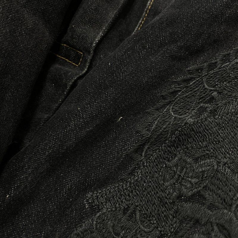 【中古品】【メンズ】 DOUBLET ダブレット CHAOS EMBROIDERY HEMP DENIM JACKET 20SS13BL100 カオス エンブロイダリー ヘンプ デニムジャケット ライトアウター 140-261027-yo-05-teih サイズ：L カラー：ブラック 万代Net店