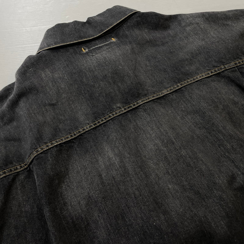 【中古品】【メンズ】 DOUBLET ダブレット CHAOS EMBROIDERY HEMP DENIM JACKET 20SS13BL100 カオス エンブロイダリー ヘンプ デニムジャケット ライトアウター 140-261027-yo-05-teih サイズ：L カラー：ブラック 万代Net店