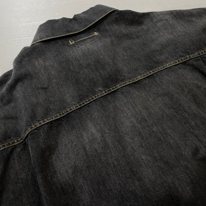 【中古品】【メンズ】 DOUBLET ダブレット CHAOS EMBROIDERY HEMP DENIM JACKET 20SS13BL100 カオス エンブロイダリー ヘンプ デニムジャケット ライトアウター 140-261027-yo-05-teih サイズ：L カラー：ブラック 万代Net店