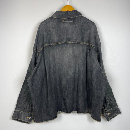 【中古品】【メンズ】 DOUBLET ダブレット CHAOS EMBROIDERY HEMP DENIM JACKET 20SS13BL100 カオス エンブロイダリー ヘンプ デニムジャケット ライトアウター 140-261027-yo-05-teih サイズ：L カラー：ブラック 万代Net店