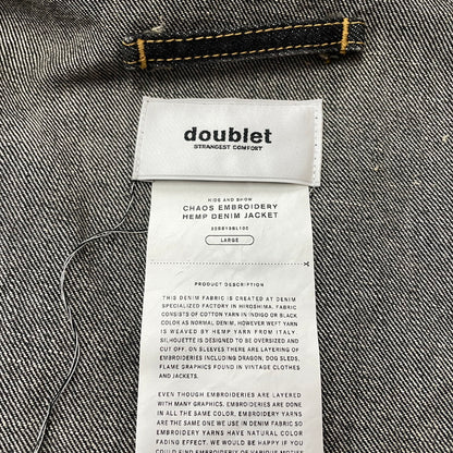 【中古品】【メンズ】 DOUBLET ダブレット CHAOS EMBROIDERY HEMP DENIM JACKET 20SS13BL100 カオス エンブロイダリー ヘンプ デニムジャケット ライトアウター 140-261027-yo-05-teih サイズ：L カラー：ブラック 万代Net店