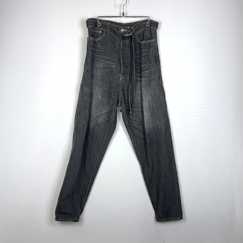 【中古品】【メンズ】 DOUBLET ダブレット CHAOS EMBROIDERY HEMP DENIM PANTS 20SS13PT121 カオス エンブロイダリー ヘンプ デニムパンツ ボトムス 151-261027-yo-14-teih サイズ：M カラー：ブラック 万代Net店